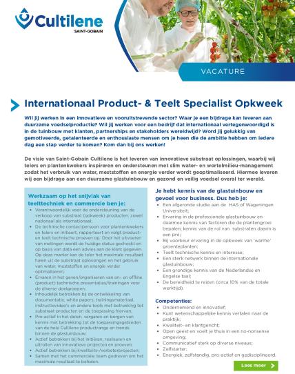 Internationaal Product- & Teelt Specialist Opkweek